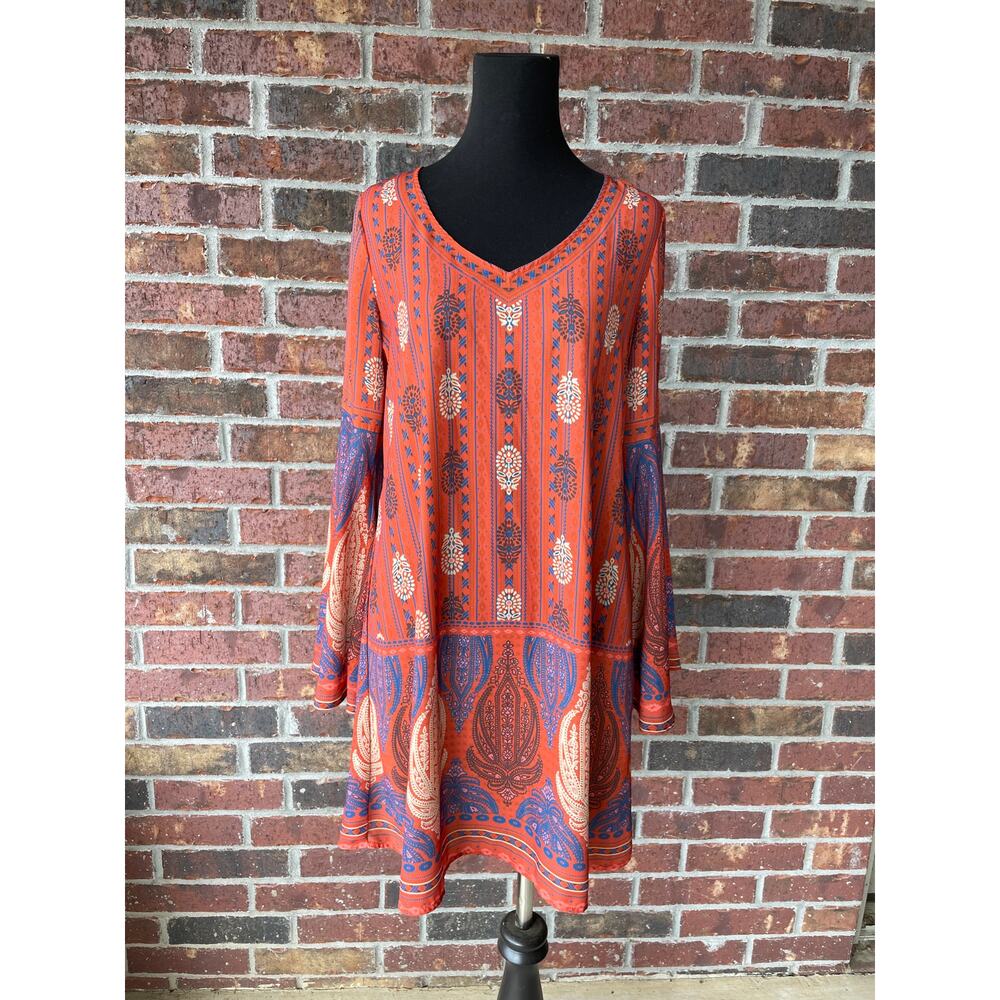 Chelsea & Violet boho shift dress - Western Festival Bell Sleeve Cowgirl Size S